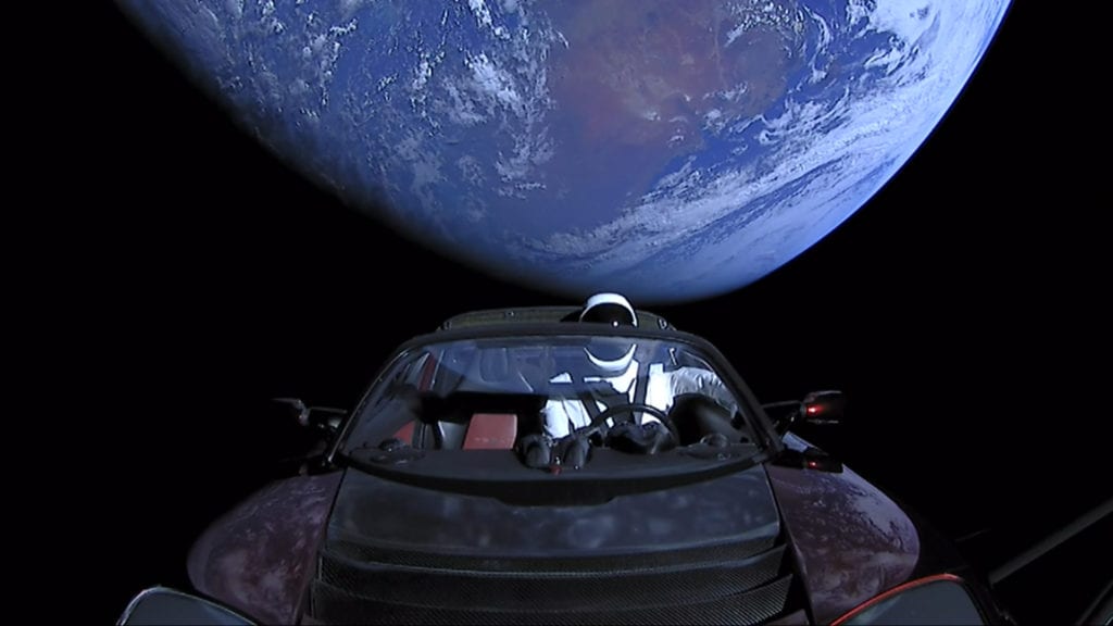 Tesla Roadster in space images